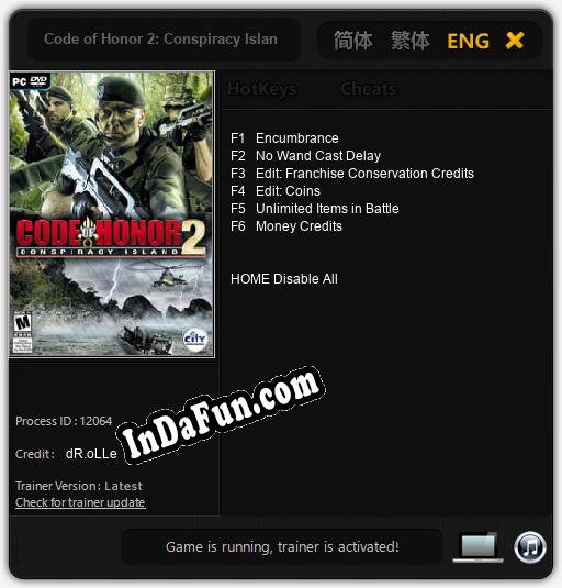 Trainer for Code of Honor 2: Conspiracy Island [v1.0.4]