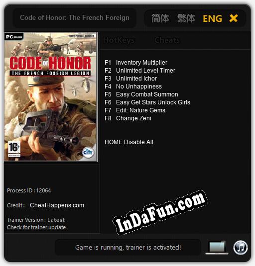 Code of Honor: The French Foreign Legion: Cheats, Trainer +8 [CheatHappens.com]