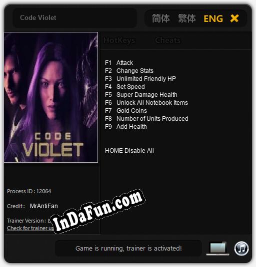 Code Violet: Trainer +9 [v1.5]