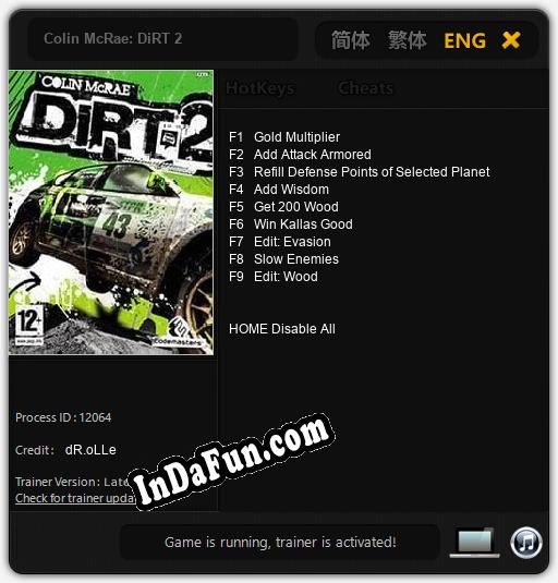 Trainer for Colin McRae: DiRT 2 [v1.0.8]