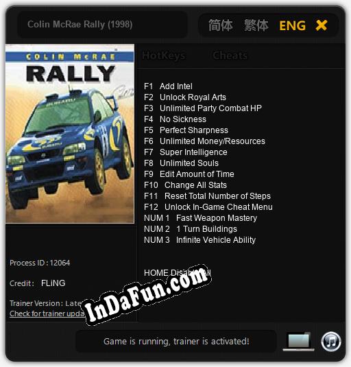 Colin McRae Rally (1998): Trainer +15 [v1.8]