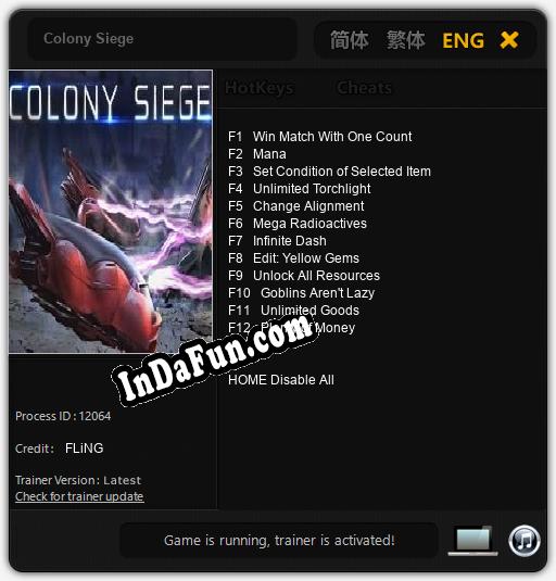 Colony Siege: TRAINER AND CHEATS (V1.0.5)