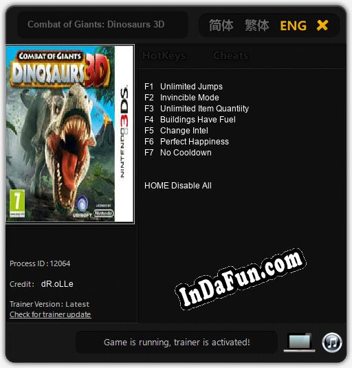 Combat of Giants: Dinosaurs 3D: TRAINER AND CHEATS (V1.0.61)