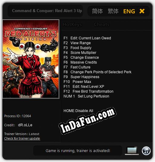 Command & Conquer: Red Alert 3 Uprising: TRAINER AND CHEATS (V1.0.32)