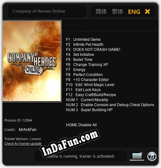 Trainer for Company of Heroes Online [v1.0.3]