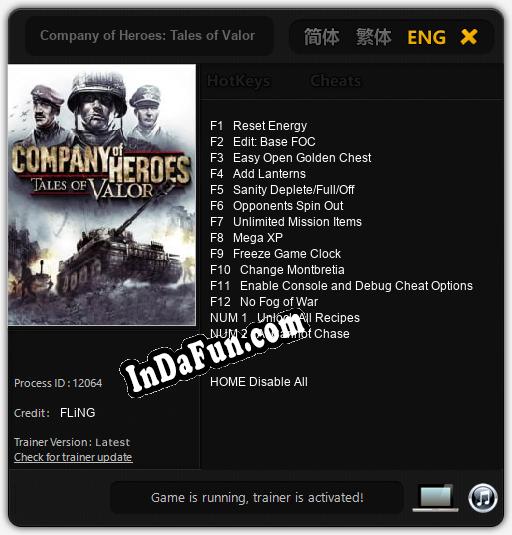 Trainer for Company of Heroes: Tales of Valor [v1.0.7]