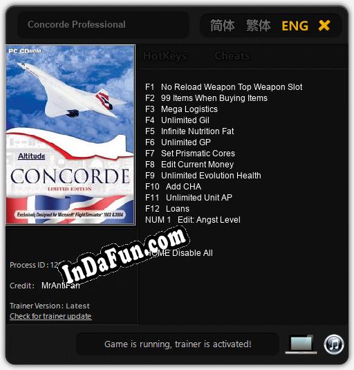 Concorde Professional: Cheats, Trainer +13 [MrAntiFan]