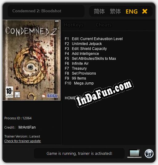 Condemned 2: Bloodshot: Trainer +10 [v1.1]