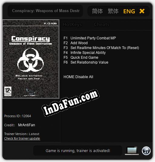 Conspiracy: Weapons of Mass Destruction: TRAINER AND CHEATS (V1.0.79)