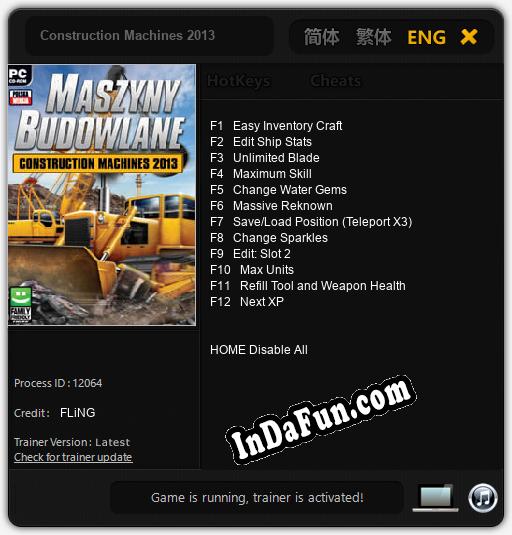 Construction Machines 2013: TRAINER AND CHEATS (V1.0.37)