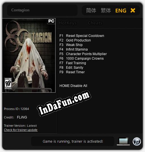 Contagion: Cheats, Trainer +9 [FLiNG]