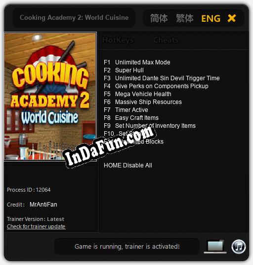 Trainer for Cooking Academy 2: World Cuisine [v1.0.8]