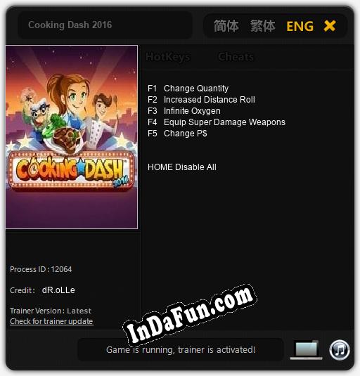 Trainer for Cooking Dash 2016 [v1.0.9]