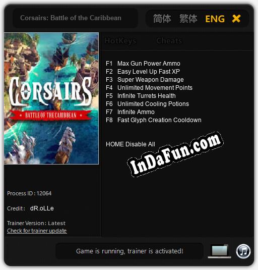 Corsairs: Battle of the Caribbean: Trainer +8 [v1.9]