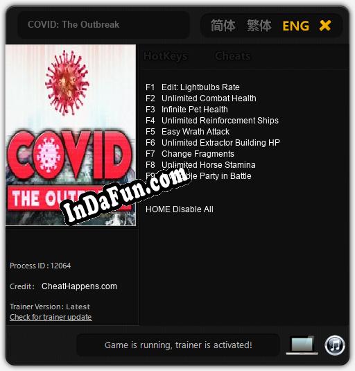 COVID: The Outbreak: Cheats, Trainer +9 [CheatHappens.com]