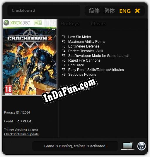 Crackdown 2: Trainer +9 [v1.4]