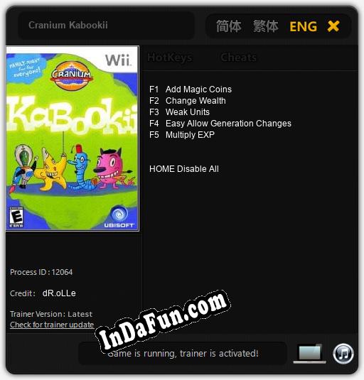 Cranium Kabookii: Trainer +5 [v1.2]