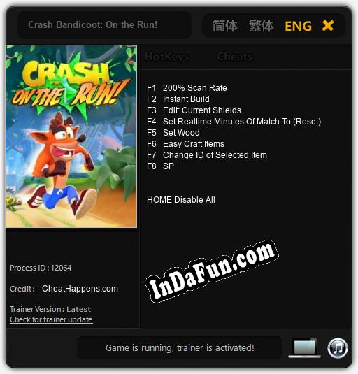 Crash Bandicoot: On the Run!: Cheats, Trainer +8 [CheatHappens.com]