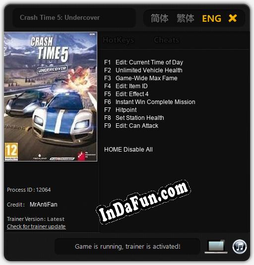 Crash Time 5: Undercover: TRAINER AND CHEATS (V1.0.88)