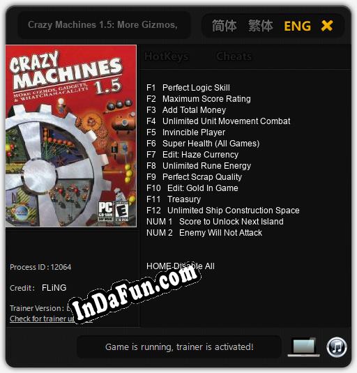 Crazy Machines 1.5: More Gizmos, Gadgets, & Whatchamacallits: Cheats, Trainer +14 [FLiNG]