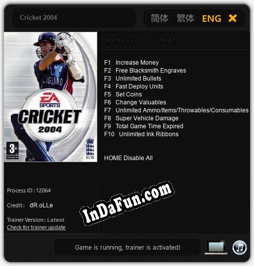 Cricket 2004: TRAINER AND CHEATS (V1.0.3)