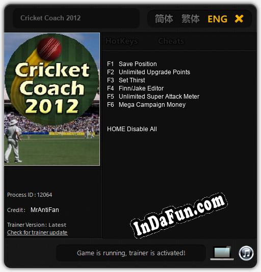 Cricket Coach 2012: TRAINER AND CHEATS (V1.0.18)
