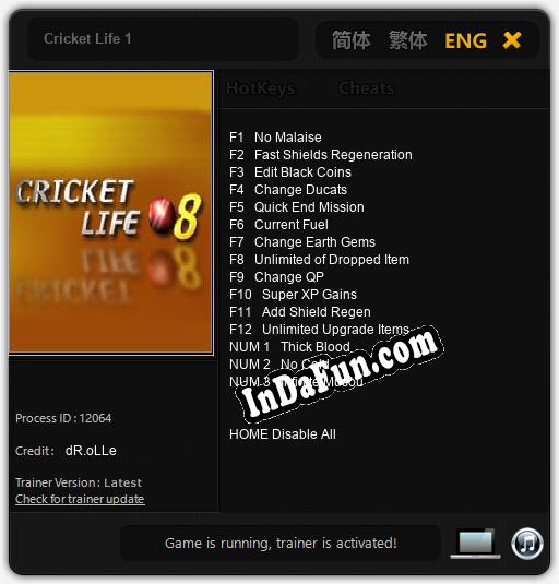 Trainer for Cricket Life 1 [v1.0.4]