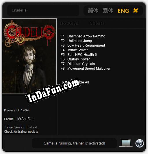 Crudelis: Cheats, Trainer +8 [MrAntiFan]