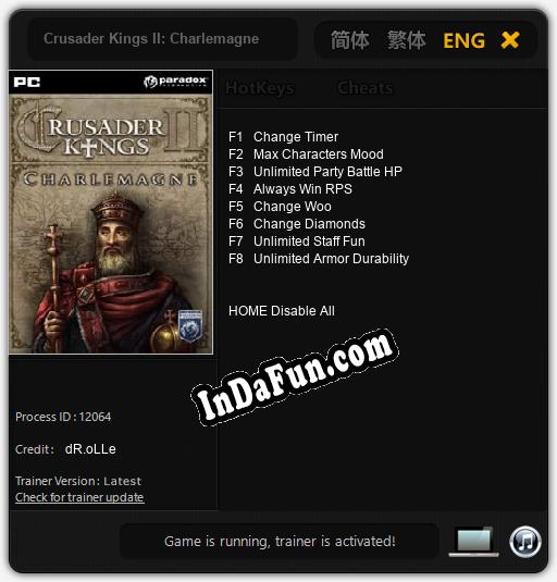 Crusader Kings II: Charlemagne: TRAINER AND CHEATS (V1.0.1)
