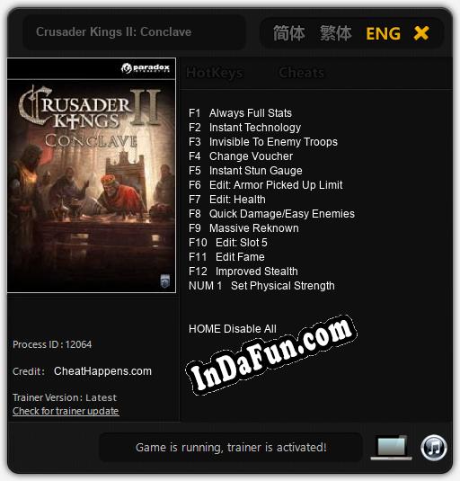 Trainer for Crusader Kings II: Conclave [v1.0.1]