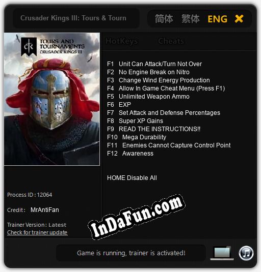 Crusader Kings III: Tours & Tournaments: Trainer +12 [v1.1]