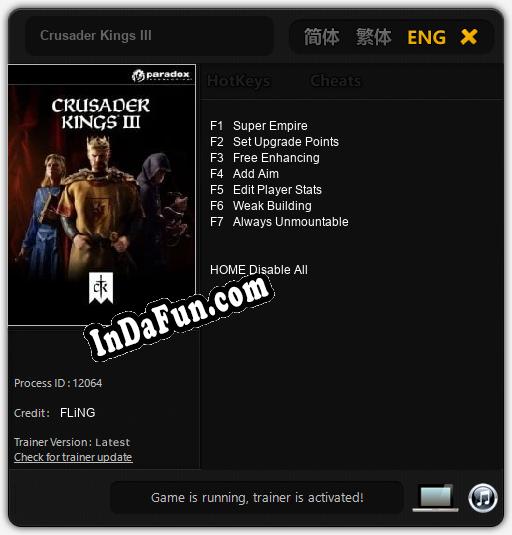 Crusader Kings III: Trainer +7 [v1.1]