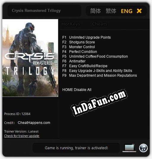 Crysis Remastered Trilogy: Trainer +9 [v1.8]