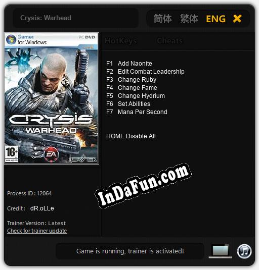 Crysis: Warhead: TRAINER AND CHEATS (V1.0.19)