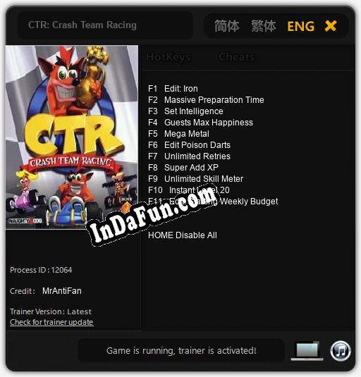 CTR: Crash Team Racing: Trainer +11 [v1.6]