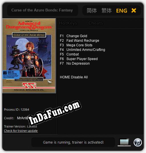 Curse of the Azure Bonds: Fantasy Role-Playing Epic Vol. II: Cheats, Trainer +7 [MrAntiFan]