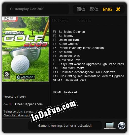 Trainer for Customplay Golf 2009 [v1.0.8]