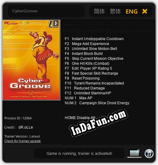 CyberGroove: TRAINER AND CHEATS (V1.0.67)