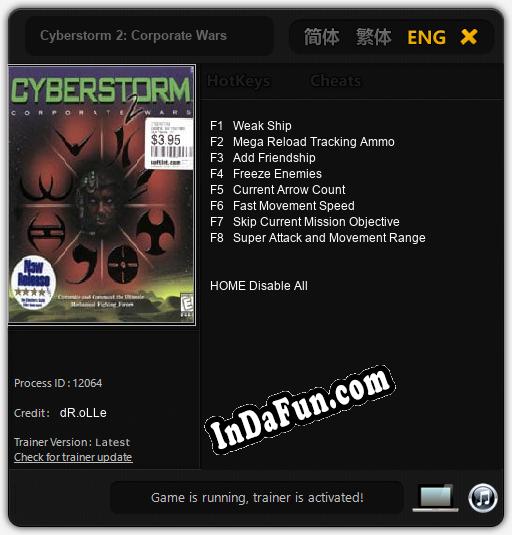 Cyberstorm 2: Corporate Wars: TRAINER AND CHEATS (V1.0.16)