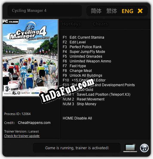 Cycling Manager 4: TRAINER AND CHEATS (V1.0.72)