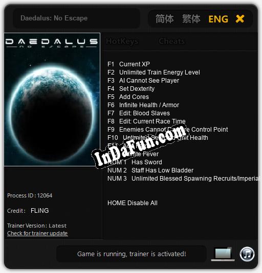 Daedalus: No Escape: TRAINER AND CHEATS (V1.0.1)