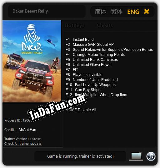 Trainer for Dakar Desert Rally [v1.0.7]