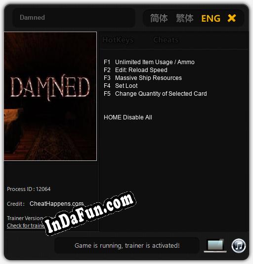 Damned: TRAINER AND CHEATS (V1.0.40)