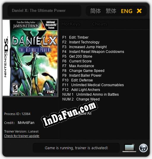 Daniel X: The Ultimate Power: Trainer +14 [v1.5]