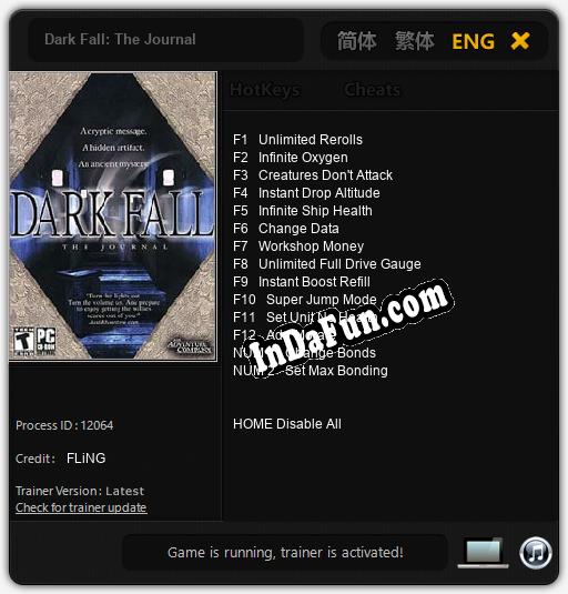 Dark Fall: The Journal: TRAINER AND CHEATS (V1.0.41)