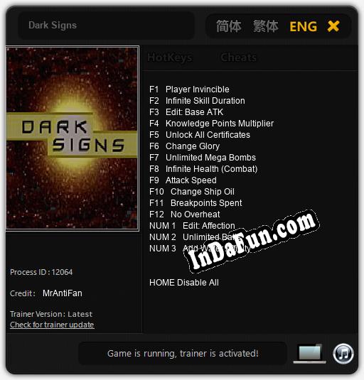Dark Signs: TRAINER AND CHEATS (V1.0.51)