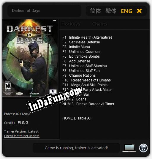 Darkest of Days: TRAINER AND CHEATS (V1.0.25)