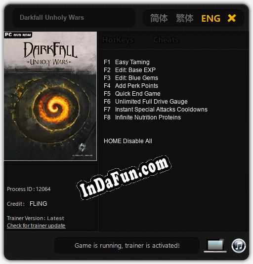 Darkfall Unholy Wars: Trainer +8 [v1.8]