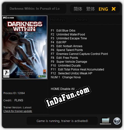 Darkness Within: In Pursuit of Loath Nolder: Trainer +13 [v1.7]