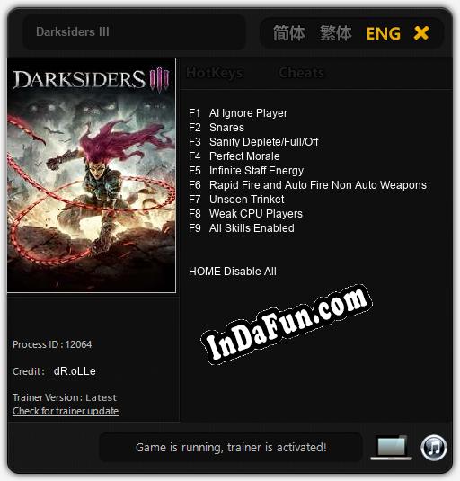 Trainer for Darksiders III [v1.0.9]